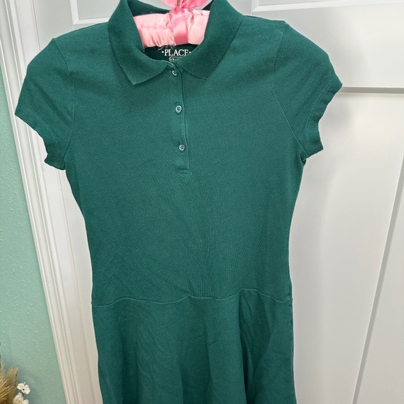 The Children's Place Other - Girls Uniform Soft Pique Polo Dress - Green Large 10/12